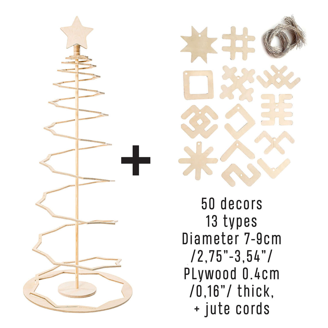 Foldable Plywood Christmas Tree with Latvian decors