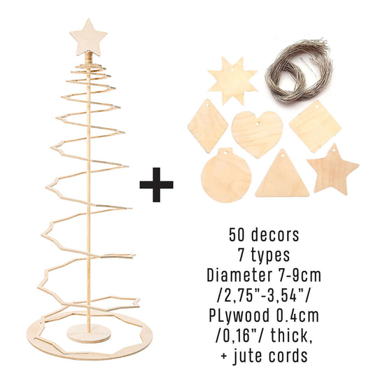 Foldable Plywood Christmas Tree with general decors